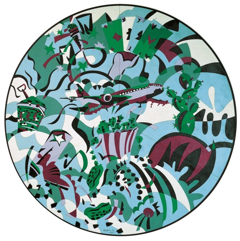 Ugo Nespolo, Antologia, 1999, Acrilici su legno, cm diametro 250