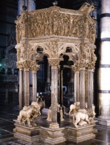 Lavori di restauro pulpito di Nicola Pisano e altri monumenti del Duomo di Siena